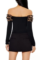 Leopard Off-the-Shoulder Crop Top