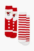 Santa Pom Pom Crew Socks Set - 2 pack