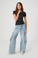 Ribbed Acid Wash Cropped Tee