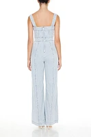 Pinstriped Denim Wide-Leg Jumpsuit