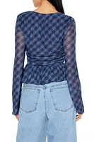 Plaid Square-Neck Peplum Top