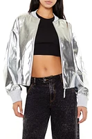 Metallic Zip-Up Bomber Jacket