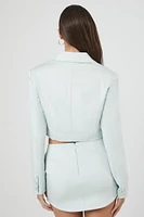 Satin Notched Cropped Blazer