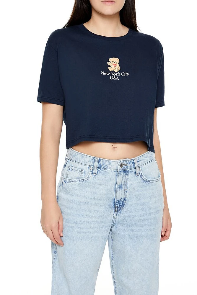 New York Teddy Bear Cropped Tee