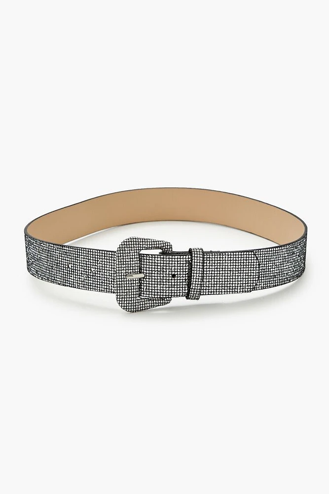 Rhinestone Faux Leather Belt