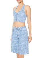 Water Print Halter Crop Top