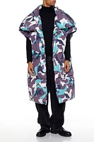 Camo Print Longline Puffer Vest