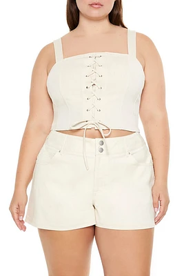 Plus Lace-Up Corset Crop Top