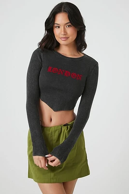 Ribbed London Graphic Cropped Tee