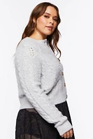 Plus Faux Pearl Cardigan Sweater