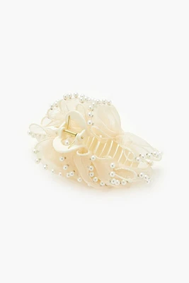 Faux Pearl Ribbon Claw Hair Clip