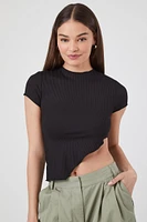 Ribbed Asymmetrical Crop Top