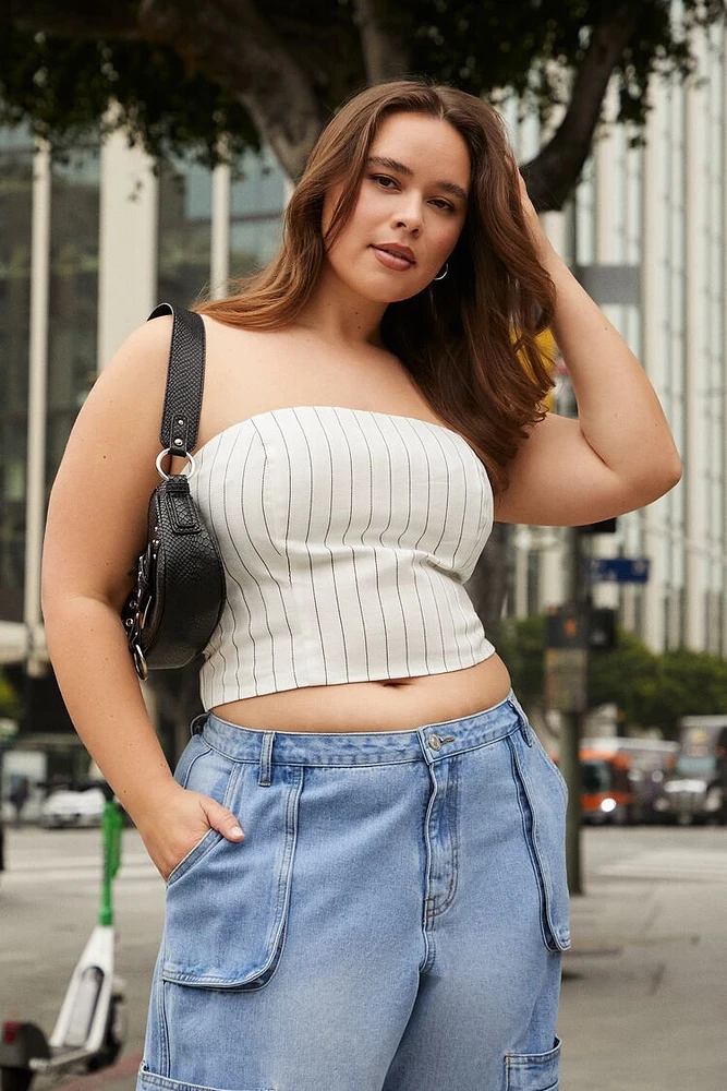 Plus Pinstriped Tube Top