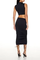 Ruched Crop Top & Midi Skirt Set