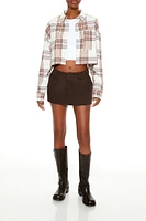 Cropped Plaid Flannel Shirt