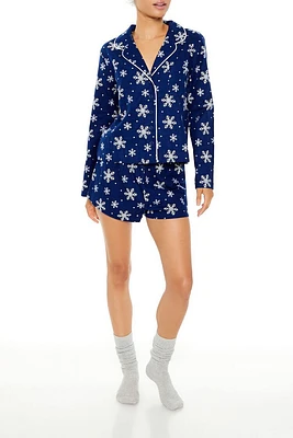 Snowflake Shirt & Shorts Pajama Set