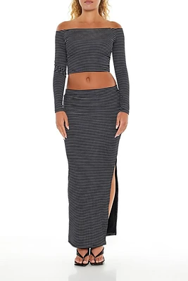 Striped Crop Top & Maxi Skirt Set