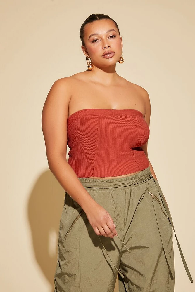 Plus Sweater-Knit Tube Top