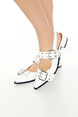 Buckled Pointed Slingback Mules