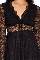 Plunging Surplice Lace Mini Dress