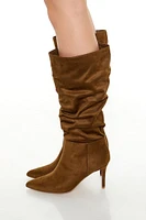 Ruched Faux Suede Stiletto Boots