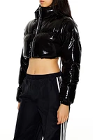 High-Shine Cropped Puffer Jacket