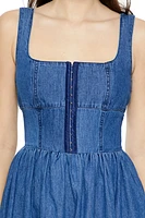 Denim Corset A-Line Midi Dress