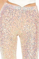 Sequin Mid-Rise Flare Pants