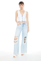 Cropped Bleach Wash Vest