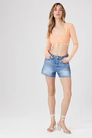 Ribbed Surplice Crop Top