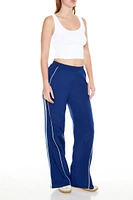 Piped-Trim Straight-Leg Pants