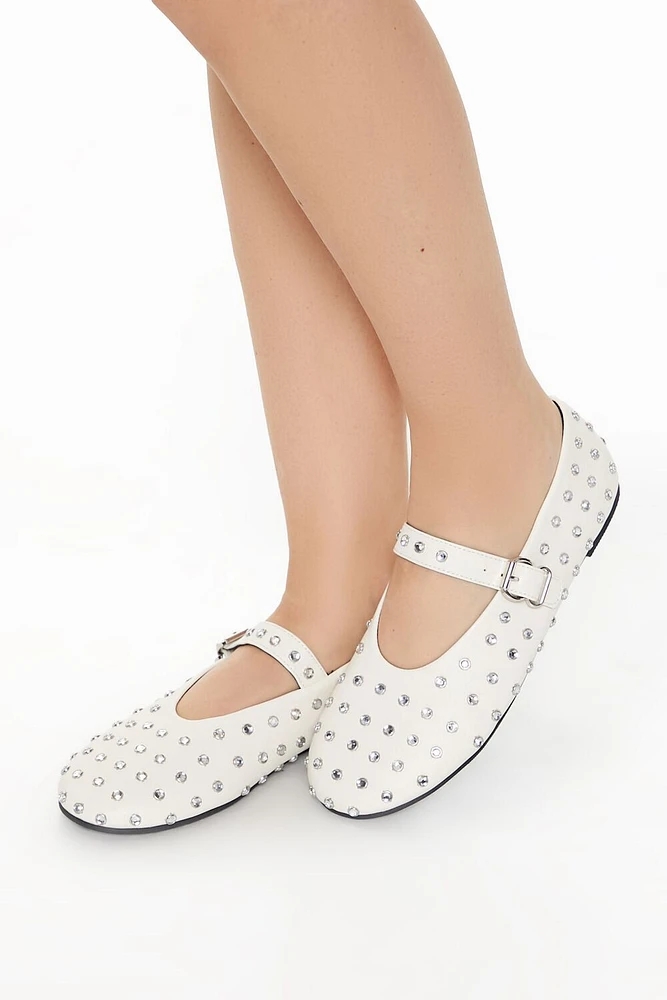 Faux Gem Mary Jane Ballet Flats