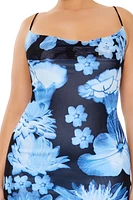 Plus Floral Mesh Mini Dress