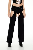 Cutout Mid-Rise Wide-Leg Pants