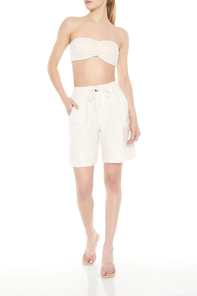 Linen-Blend Cargo Shorts
