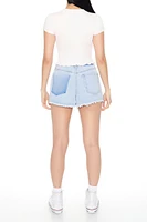 Distressed Stretch-Denim Shorts