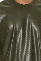 Geo Chevron Faux Leather Tee