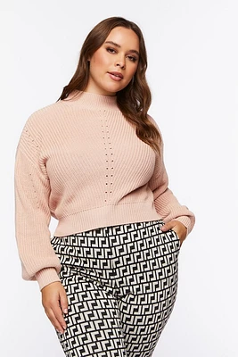 Plus Ribbed Mock Neck Sweater