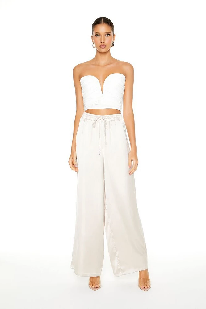 Satin Beaded Palazzo Pants