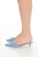 Denim Grommet Kitten Heels