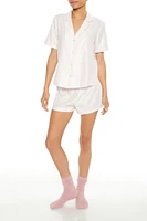 Glitter Knit Striped Shirt & Shorts Pajama Set