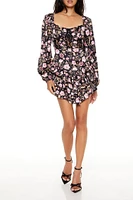 Tiered Floral Tie-Back Mini Dress