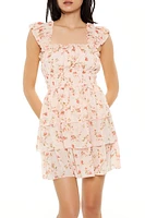 Tiered Chiffon Floral Mini Dress