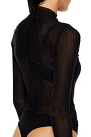 Rhinestone Mock Neck Bodysuit