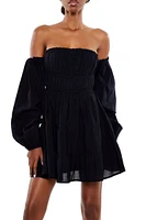 Off-the-Shoulder Babydoll Mini Dress