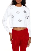 Sequin Snowflake Cropped Sweater