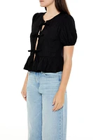 Bow Split-Front Flounce Top