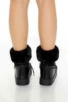 Faux Fur-Trim Lace-Up Booties