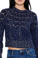 Metallic Pointelle Sweater