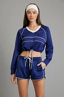 Active Piped-Trim Crop Top